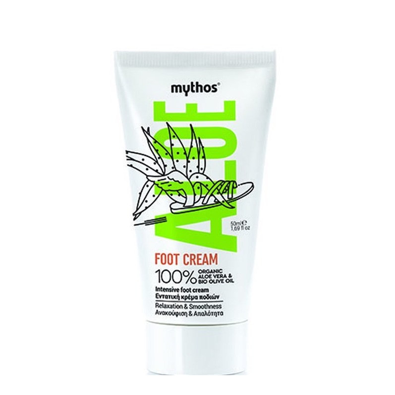 Crema de picioare cu aloe vera 100% organica si ulei de masline bio Mythos, 50ml